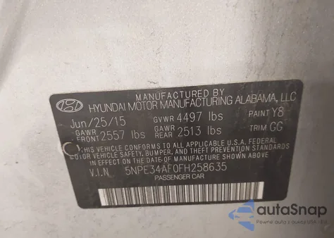 2015 Hyundai Sonata Limited из США, поврежденный, VIN 5NPE34AF0FH258635